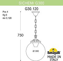 Уличный светильник подвесной GLOBE 300 G30.120.000.VZF1R